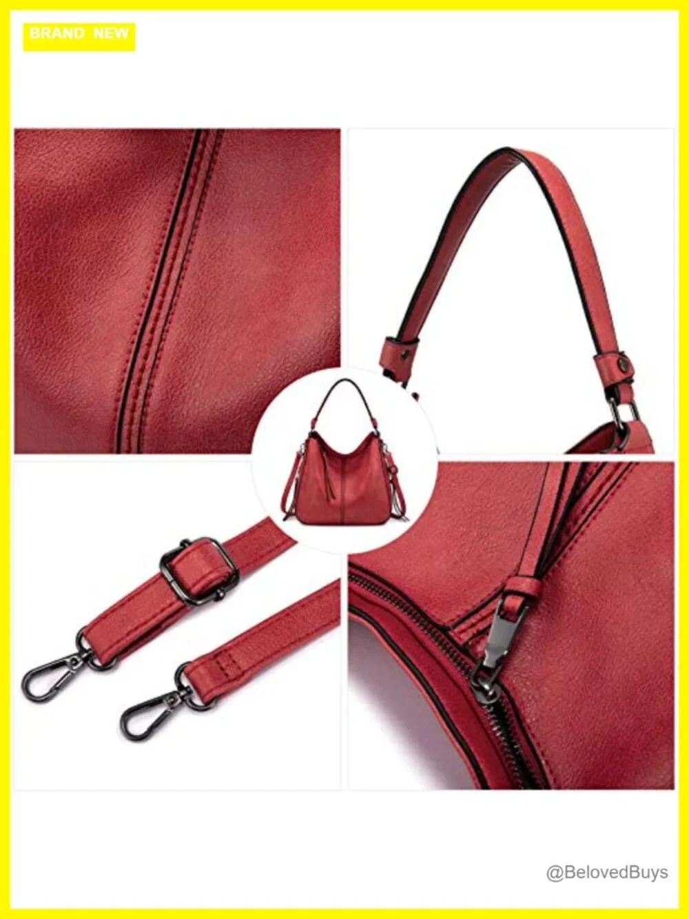 Faux Leather Hobo Crossbody Bag Large Shoulder Purse